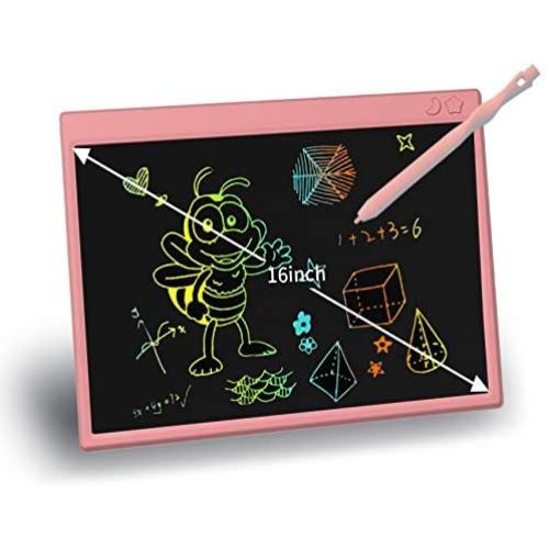 16 Inch USB Charging LCD Writing Tablet for Kids Doodle Board Erasable Reusable Electronic Drawing Pads Led Drawing Board Light Drawing-Fun and Developing Toy (Pink)