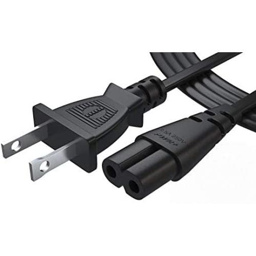 TV Power Cord 6 Ft Cable for Samsung LG TCL Sony: 2 Prong AC Wall Plug 2-Slot LED LCD Insignia Sharp Toshiba JVC Hisense Electronics UN65KS8000FXZA UN40J5200AFXZA 43UH6100 Black