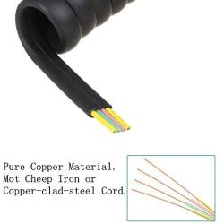 Telephone Cord Detangler,AIMIJIA Black Coiled Telephone Handset Cord 6 Ft Uncoiled(1.1 Ft Coiled) and (13FT Telephone Cord+Detangler)
