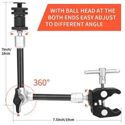 TOAZOE 11'' Adjustable Robust Articulating Friction Magic Arm Clamp Holder Mounts Kit for DSLR/Mirrorless/Action Camera/Camcorder/LCD Monitor Video Vlog Rig w/Smartphone/iPhone/GoPro/Arlo etc
