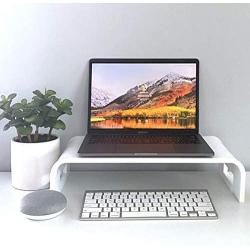 Adorox 12mm Thickness Heavy Duty 17 Monitor Stand Riser Computer Stand PC Desk Stand for Keyboard Storage & Multi-Media Laptop Printer TV Screen (White, 17)