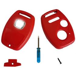 This 3 Buttons Replacement for Key Fob Keyless Entry Remote Shell Case with Screwdriver Fit for Honda Accord Crosstour/Civic/CR-V/CR-Z/Fit/Odyssey (2+1 Buttons, red)