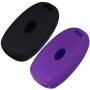 Lcyam Key Fob Cover Silicone Case Remote Holder Fits for 2019 2020 Hyundai Kona Santa Fe Veloster Sonata Keyless Smart Key 4 Button (Black Purple)
