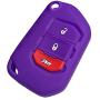 Qty(2) Alegender Black Purple Slilicone 3-Buttons Flip Key Fob Cover Case Holder Remote Skin Protector Fit for 2018 2019 Jeep Wrangler JL