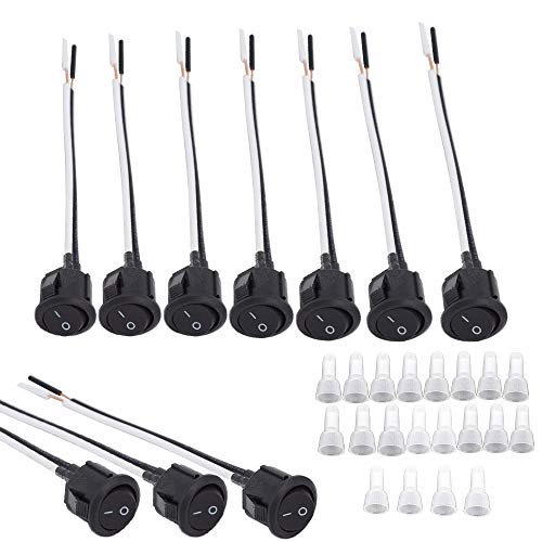 10 Piece Set Black DC 1-250V 6A SPST Diameter 2.2cm Thumb on/Off Mini Boat Wired Switch Remote Control car Automatic Ship 2-Wire Switch Thumb Plate Button Boat Switch Table lamp Small Switch