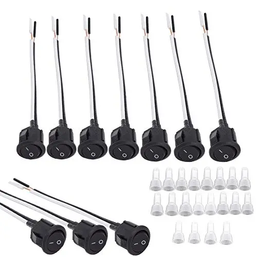 10 Piece Set Black DC 1-250V 6A SPST Diameter 2.2cm Thumb on/Off Mini Boat Wired Switch Remote Control car Automatic Ship 2-Wire Switch Thumb Plate Button Boat Switch Table lamp Small Switch