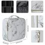 Chomeiu Marble Makeup Bag, Travel Makeup Case with Adjustable Dividers for Cosmetics Tools (Mar-white)