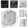 Chomeiu Marble Makeup Bag, Travel Makeup Case with Adjustable Dividers for Cosmetics Tools (Mar-white)