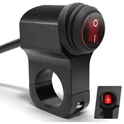 Motorcycle Handlebar Switch ATV Handlebar Light Switch 12V CNC Aluminium Alloy Push Botton Waterproof Switches for Motorcycle Light Bike Light Spotlight- Fits 7/8'' Handlebars (22mm)