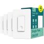 Smart Switch 4 Pack, Treatlife 2.4Ghz Smart Light Switch WiFi Light Switch Single-Pole, Neutral Wire Required, Works with Alexa and Google Home, Smart Home Remote Control, FCC/ETL Listed