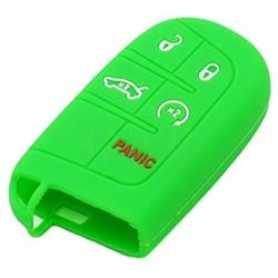 SEGADEN Silicone Cover Protector Case Holder Skin Jacket Compatible with DODGE CHRYSLER 5 Button Smart Remote Key Fob CV4750 Light Green