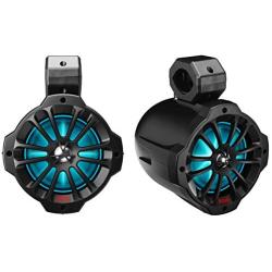 BOSS Audio Systems B62RGB ATV UTV Weatherproof Waketower Speaker System - Amplified, 750 Watts Per Pair, 6.5 Inch Speakers, Full Range, 2 Way, Bluetooth, RGB Led Illumination, IPX5 Weatherproof, Sold