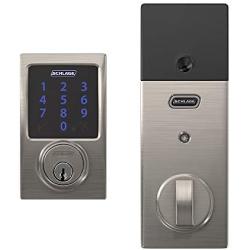Schlage BE469ZP CEN 619 Connect Smart Deadbolt With Alarm Inbuilt Century Trim In Satin Nickel
