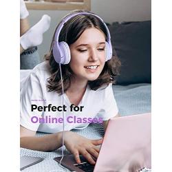 Kids Headphones, Mpow CHE2 Wired Headphones for Kids Teens, Children Headphones with Volume Limit, Foldable Adjustable On Ear Headphones for School, Travel, Compatible with Phones, Tablets, PC(Purple)
