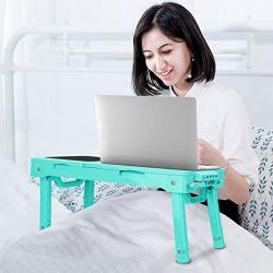 Laptop Desk for Bed Laptop Tray Table Foldable Stand Desk with Cooling Fan, 4 Port USB Hub, Adjustable LED Light, Mouse Pad and Storage Box for Working, Reading on Bed Couch Sofa (Aqua)