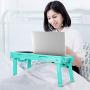 Laptop Desk for Bed Laptop Tray Table Foldable Stand Desk with Cooling Fan, 4 Port USB Hub, Adjustable LED Light, Mouse Pad and Storage Box for Working, Reading on Bed Couch Sofa (Aqua)