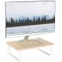 VIVO 15 inch Monitor Riser, Wood and Steel Desktop Stand, Ergonomic Desk and Tabletop Organizer, Light Wood and White, STAND-V000WS