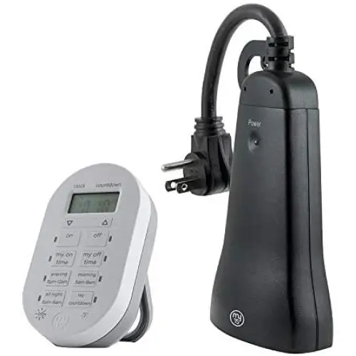 myTouchSmart Wireless Programmable Outdoor / Indoor Digital Timer with Remote, Plug-in, 2 Outlets Grounded, 2 Custom On/Off Times, 24 Hour Countdown, 3 Daily Preset Options, Backlit Display, 35167
