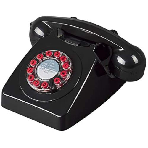 Wild & Wolf 746 Rotary Design Retro Landline Telephone, Black