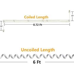 Telephone Phone Handset Cable Cord,Uvital Coiled Length 1 Foot Landline Phone Handset Cable Cord RJ9/RJ10/RJ22 4P4C(White,2 PCS)