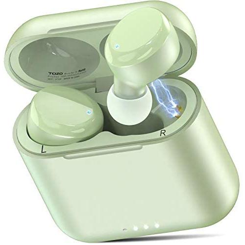 TOZO T6 True Wireless Earbuds Bluetooth Headphones Touch Control with Wireless Charging Case IPX8 Waterproof TWS Stereo Earphones in-Ear Built-in Mic Headset Premium Deep Bass for Sport (Green)