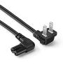 CableCreation 10 Feet 18 AWG Angled 2-Slot Non-Polarized Angle Power Cord (IEC320 C7 to Nema 1-15P), 3M / Black