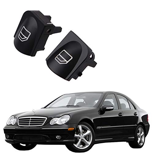 Moonlinks Window Switch Button Covers for Mercedes Benz C CLK Class, Front Left and Right Window Switch Repair Button Caps（2 Pieces,Fits Mercedes Benz W203 C230 C240 C280 C320 C350 C32 C55,W208）