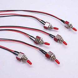 weideer 6pcs Sub-Mini Toggle Rocker Switch ON/Off 2 Position 2 Pin SPST with Pre-soldered Wires for car, Boat,Circuit Modification etc mts-101-x