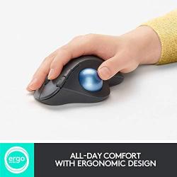 Logitech ERGO M575 Wireless Trackball Mouse, Easy thumb control, Precision and smooth tracking, Ergonomic comfort design, Windows/Mac, Bluetooth, USB - Graphite