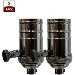 Royal Designs Vintage Full Range Dimmer Turn Knob Lamp Socket, Gun Metal, Set of 2