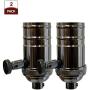 Royal Designs Vintage Full Range Dimmer Turn Knob Lamp Socket, Gun Metal, Set of 2