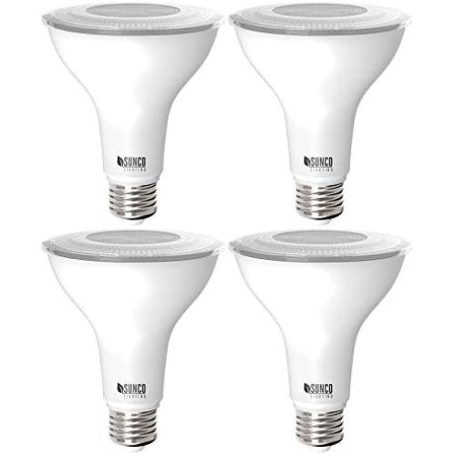 Sunco Lighting 4 Pack PAR30 LED Bulb, Dusk-to-Dawn Photocell Sensor, 11W=75W, 2700K Soft White, 850 LM, Waterproof, Auto On/Off Outdoor Security Spotlight - UL