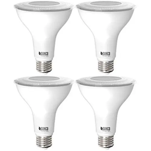 Sunco Lighting 4 Pack PAR30 LED Bulb, Dusk-to-Dawn Photocell Sensor, 11W=75W, 2700K Soft White, 850 LM, Waterproof, Auto On/Off Outdoor Security Spotlight - UL