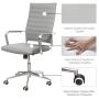 LUCKWIND Ergonomic Office Chair Ribbed Leather Swivel - Adjustable Height Tilt Arm Sleeves Lumbar Support High Back Upholstery Executive Modern Conference Computer Chrome Wheel Caster 350lbs (Grey)