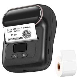 M110 Label Maker - Portable Bluetooth Barcode Printer, Mini Wireless Thermal Label Maker Machine for Clothing, Jewelry, Retail, Note, for iOS & Android, with 1.57''x1.18'' Label (40x30mm,1-Pack)