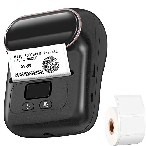 M110 Label Maker - Portable Bluetooth Barcode Printer, Mini Wireless Thermal Label Maker Machine for Clothing, Jewelry, Retail, Note, for iOS & Android, with 1.57''x1.18'' Label (40x30mm,1-Pack)