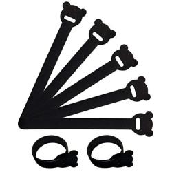 40 Pcs Black Reusable Fastening Cable Ties with Hook and Loop, Multi-Purpose Cable Straps Wire Ties Cable Management, Adjustable Fastening Cord Ties for Computer/TV/Electronics