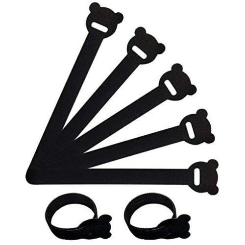 40 Pcs Black Reusable Fastening Cable Ties with Hook and Loop, Multi-Purpose Cable Straps Wire Ties Cable Management, Adjustable Fastening Cord Ties for Computer/TV/Electronics