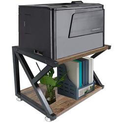 Wood Printer Stand, Multipurpose Storage Shelf for Home, Office, Printer Desk with 4 Cushion, 2 Tier (Mod)