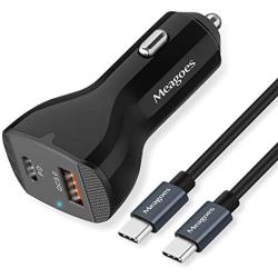 45W Super Fast Car Charger, Meagoes Rapid Charging USB C Automobile Adapter with PD[PPS]&QC3.0 Compatible for Samsung Galaxy S21/Ultra/Plus/S20/Note 20/10, iPad Pro 4th/3rd Gen - 6.6ft Type C Cord