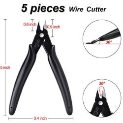 Boao Wire Flush Cutter 5 Inch Diagonal Cutting Pliers Micro Wire Cutter for Electronics Wires Jewelry Screws and DIY (5, Black)