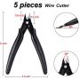 Boao Wire Flush Cutter 5 Inch Diagonal Cutting Pliers Micro Wire Cutter for Electronics Wires Jewelry Screws and DIY (5, Black)