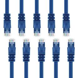 GearIT 10 Pack, Cat 6 Ethernet Cable Cat6 Snagless Patch 0.5 Feet - Computer LAN Network Cord, Blue - Compatible with 10 Port Switch POE 10port Gigabit