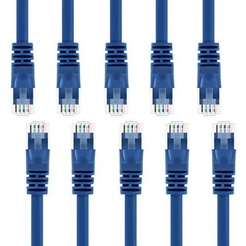 GearIT 10 Pack, Cat 6 Ethernet Cable Cat6 Snagless Patch 0.5 Feet - Computer LAN Network Cord, Blue - Compatible with 10 Port Switch POE 10port Gigabit