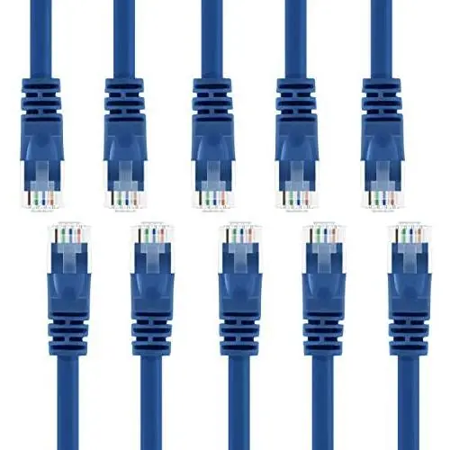 GearIT 10 Pack, Cat 6 Ethernet Cable Cat6 Snagless Patch 0.5 Feet - Computer LAN Network Cord, Blue - Compatible with 10 Port Switch POE 10port Gigabit