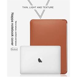 PINHEN Laptop Sleeve Compatible for MacBook Air 13 Inch 2018 2019 - Premium PU Leather Protective Case for MacBook Air 13 A1932 /MacBook Pro 13 A1989 A2159 (Black)