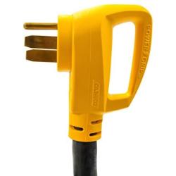 Camco 25 PowerGrip Cord with 50M/50F-90 Degree Locking Adapter | Allows for Easy RV Connection to Distant Power Outlets | Built to Last (55574)