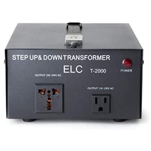 ELC T-2000 2000 watts Voltage Converter Transformer - Step Up/Down - 110V/220V - Circuit Breaker Protection [3-Years Warranty]