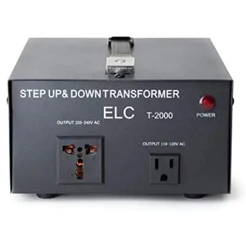 ELC T-2000 2000 watts Voltage Converter Transformer - Step Up/Down - 110V/220V - Circuit Breaker Protection [3-Years Warranty]