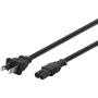 Monoprice AC Power Cord Cable - 3 Feet Without Polarized | 18AWG, 10A (NEMA 1-15P to IEC-320-C7) Black